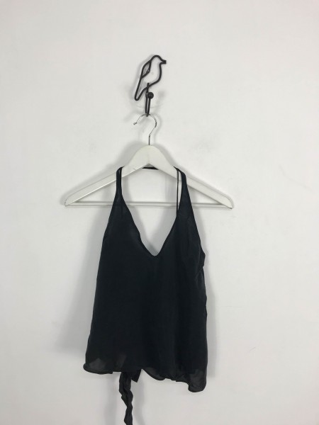 ZARA Blusa crop estampada puntos , escote y lazos en espalda. Talla S –  NoLoBotes.com